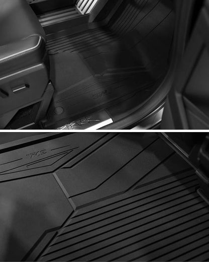 3W Floor Mats Set for Tesla Cybertruck 2023 2024 2025 2026, All Weather Protection Waterproof Frunk & Rear Cargo Liners, Gear Locker Mats Custom TPE Cargo Trunk Accessories Mats for Tesla, Black