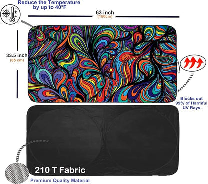 Gven Windshield Sun Shade for Car Front Window Cover Sunshades Visor Automotive Sun Shield for Full-Size Sedan & SUV, Mid-Size SUV, Sports Cars Mid-Size Pickup Truck Car Accessories(Abstract, L)