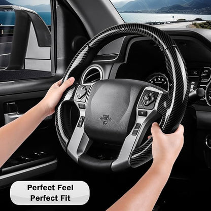 Fit for Toyota Steering Wheel Cover, Steering Wheel Cover for Tacoma(2012-2023) 4Runner(2010-2024) Tundra(2014-2021) Sequoia(2014-2022) Accessories (Glossy Black)