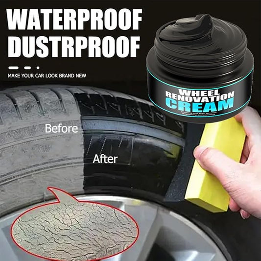 Wheel Care Cream, Car Tire Dressing, UV Protection Formula with Deep Gloss Finish, Auto Detailing Accessory with Smooth Application, Tire Shine, Car Maintenance Product for Restoration Cleaning