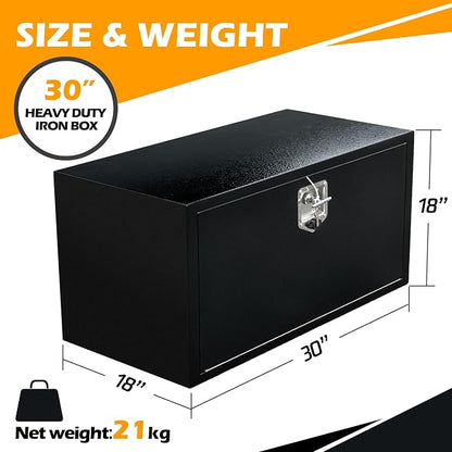30" Underbody Truck Tool Box, Heavy Duty Steel Underbody Toolbox with T-Handle Lock & Weatherproof Seal, Lockable Truck Trailer Tool Box for Pickup, Flatbed, RV, Van, Utility Tractor - 30 x 18 x 18