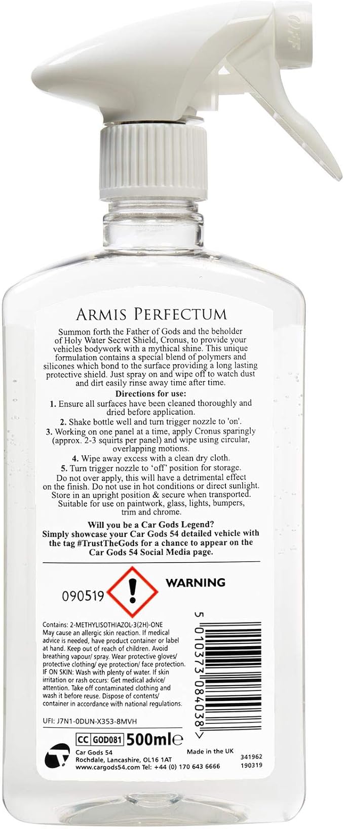 Car Gods Paint Sealant Holy Water Secret Shield Polish, Hydrophobic Nano Coat Repels Dirt Provides Premium Panel Protection Against Water and UV Damage, 17 Fl Oz