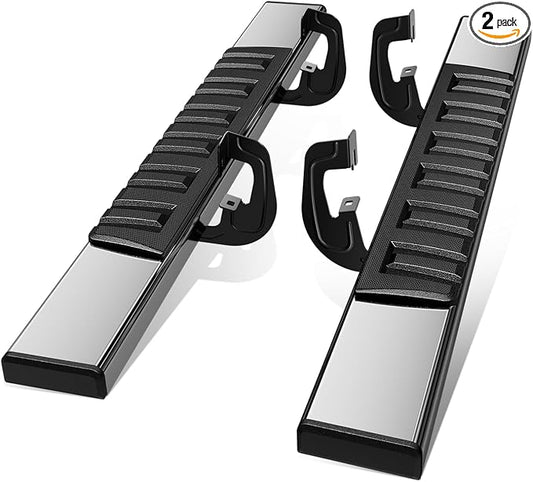 Auto Dynasty 6.75 Inches Running Boards Compatible with 2007-2019 Silverado Sierra 1500 2500HD 3500HD Regular Cab, Stainless Steel Chrome Polished Side Steps Nerf Bars