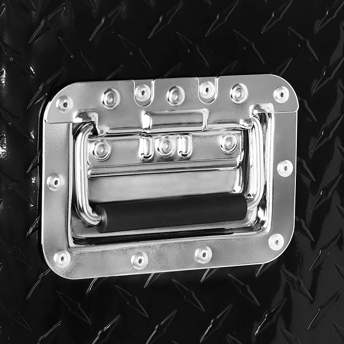 FORWODE 39 Inch Aluminum Truck Tool Box Lockable Truck Bed Tool Box Waterproof Truck Bed Storage Box with Gas Struts & Side Handle Truck Tool Chest for Pickup, Truck Bed, RV, Trailer & Garage (Black)