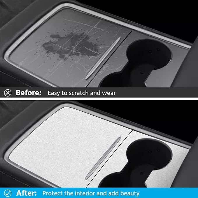 Farmogo Center Console Wrap Kit for Tesla Model Y 2020-2024 & Model 3 2021-2023 2PCS Center Console Cover Interior Decoration Wrap Kit for Tesla Model 3/Y Accessories (White)
