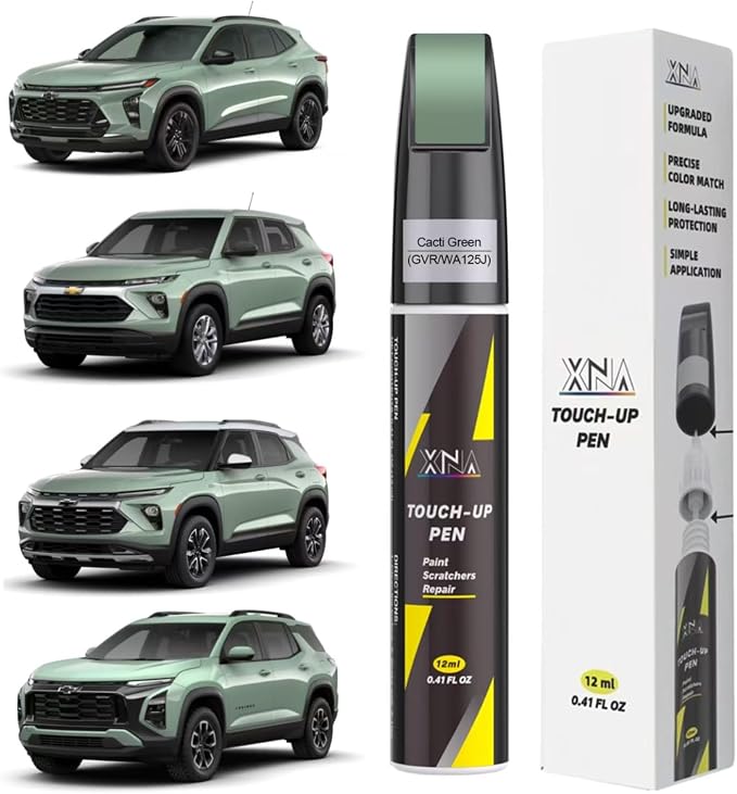 XNA Car Touch Up Paint (Cacti Green(GVR/WA125J)) for Chevrolet, 2 in 1 Car Scratch Remover with Pen Tip and Brush, Exact Color-Matched for Car Paint Scratch Repair, Quick & Easy Fix