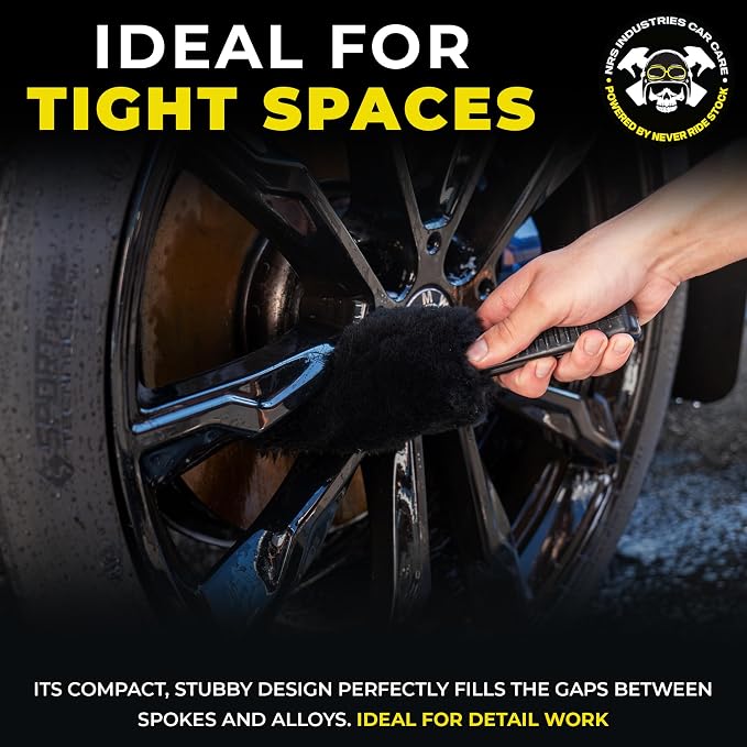 Wheel & Tire Cleaning Brush | Heavy-Duty Bristles | Deep Clean Tires, Rims, Wheel Wells & Engine Bays | Safe on All Finishes | Non-Slip Ergonomic Grip | Scratch Free