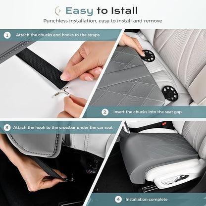 Coverado Car Seat Extender Leg Support, Leather Leg Extender Cushuin for Car Seats, Waterproof Car Seat Cushions Universal Fit for Most Vehicles (Gray)