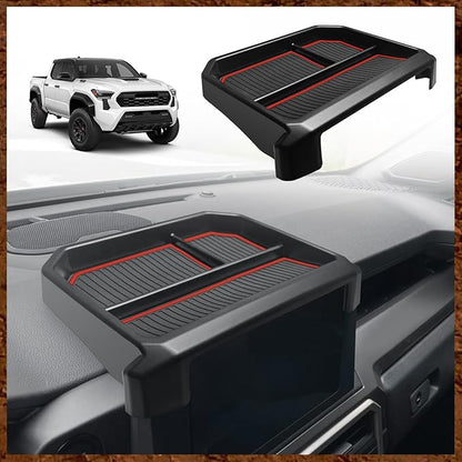 Muslogy Dashboard Storage Box for 2024 2025 2026 Tacoma & 2025 2026 4Runner Accessories Center Console Organizer w/ 8-inch Screen for SR SR5 TRD PreRunner TRD Sport Off-Road Pro Trailhunter (Red)