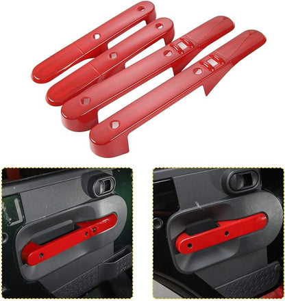 Car Inner Door Grab Handle Decor Frame Cover Trim for 2007-2010 Jeep Wrangler JKU 4-Door (Red)