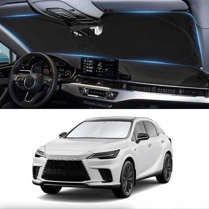 Custom Fit Lexus RX Windshield Sunshade for 2023-2025 2026 RX 350, RX 350 F Sport, RX 350L Accessories Front Window Shades Cover for Windshield Sun Visor Protector 210T Foldable Shade Blocks UV Rays