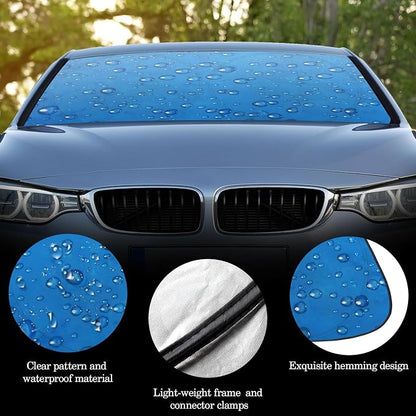 Woanger Windshield Sun Shade Foldable Car Front Window Covers for Car Accessories Sun Heat UV Rays Visor Protector Protection for Universal Cars SUV Truck (Water Droplet)
