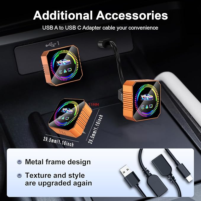 4in1 Wireless Carplay Adapter for Apple iPhone Android Auto,Airplay Screen Mirror Link Bluetooth Carplay Adapter for Video YouTube Tiktok,WiFi Dual Core,Mini Car Play USB Dongle,Fast,No Latency