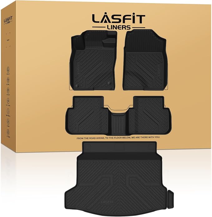 LASFIT Floor Mats & Trunk Mat for 11th Gen Honda Civic Hatchback(Not for Hybrid) 2026 2025 2024 2023 2022, All Weather Custom Fit TPE Car Floor Liners,1st & 2nd Row & Trunk Liner