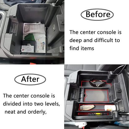 Center Console Organizer Compatible with 2020-2023 Silverado/Sierra 2500/3500HD/ 2019-2022 Chevy Silverado 1500 / GMC Sierra 1500 Accessories - Full-Coverage Insert Tray, ABS material,Red