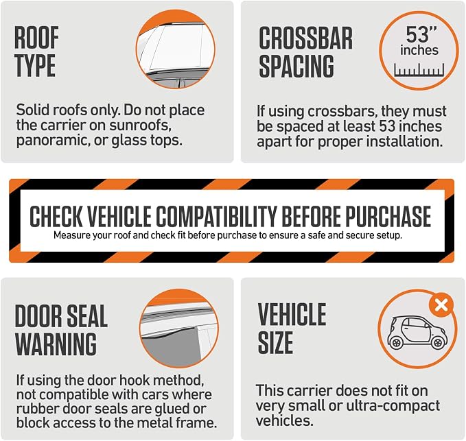 VENTURE 4TH Car Rooftop Cargo Carrier – 21 Cubic Feet Soft-Shell Waterproof Roof Bag with 10 Heavy-Duty Compression & Tie-Down Straps, Anti-Slip Mat & Door Hooks – Fits Cars with or Without Roof Rack