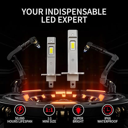 Latest 𝖧𝟣 Bulbs, 90,000LM 1300% Brightness, 6500K White Super Bright, 1:1 Halogen Size, 6500K Cool White, No Adapter Required, Easy Install Non-Polarity Off Road Lights, Pack of 2