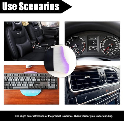 Car Cleaning Brush Soft Bristle Car Interior Dust Brush, suitable for cleaning car dashboards and air vent gaps, also usable on leather and computers, scratch-proof(Purple+White)