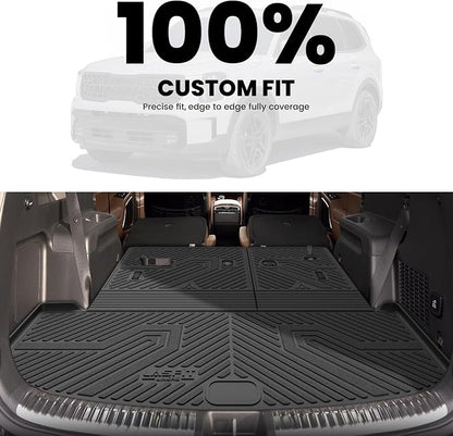 LASFIT Cargo Mat & Backrest Mats for Kia Telluride 2025 2024 2023 2022 2021 2020, All Weather TPE Custom Fit Trunk Mats & Seatback Mats Accessories for Kia Telluride 2020-2025, Black