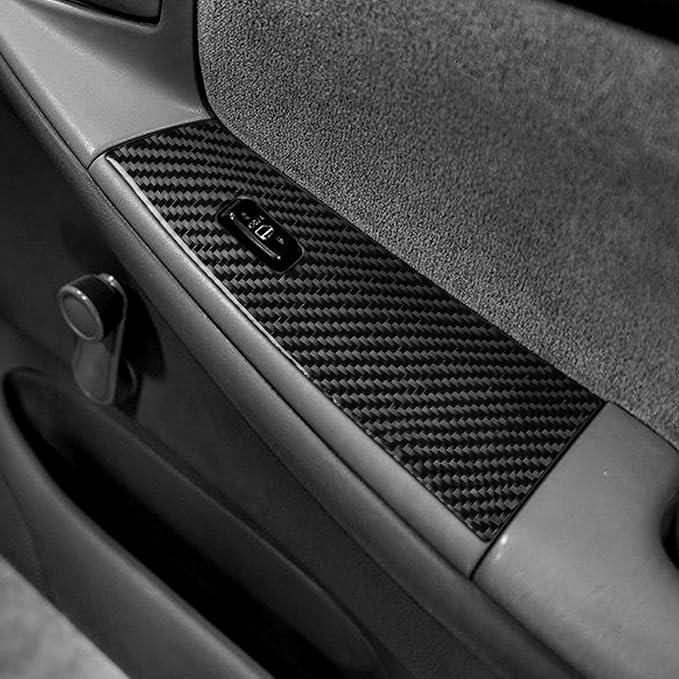 Black Real Carbon Fiber Accessories Car Window Lift Button Panel Kit Cover Interior Trim Sticker Decal for Toyota Corolla CE LE S 2003 2004 2005 2006 2007 2008/XRS 2005-2006 Sedan 7PCS -B