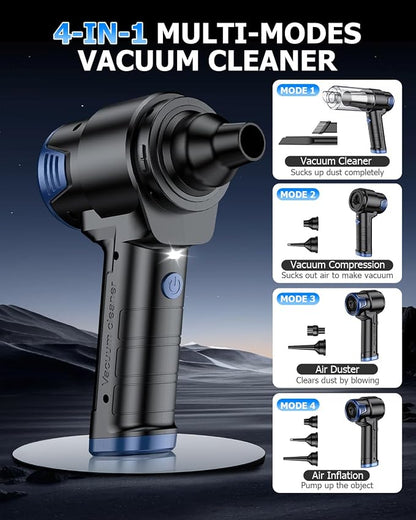 AHNR Handheld Car Vacuum Cleaner Cordless with 16000PA Powerful Suction, 4-in-1 Portable Mini Vacuum Cleaner & Air Duster with Multi-Accessories, Hand Held Vacuum Cordless Rechargeable for Car Home