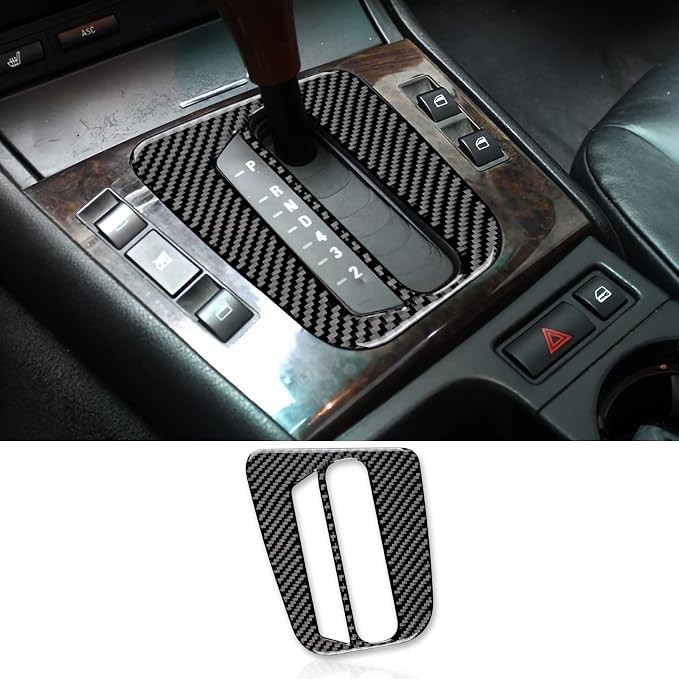 AIRSPEED for BMW E46 1998-2006 Center Console Gear Shift Panel Trim (Upper Left Button Cutout) – Carbon Fiber Interior Trim Accessories, Black