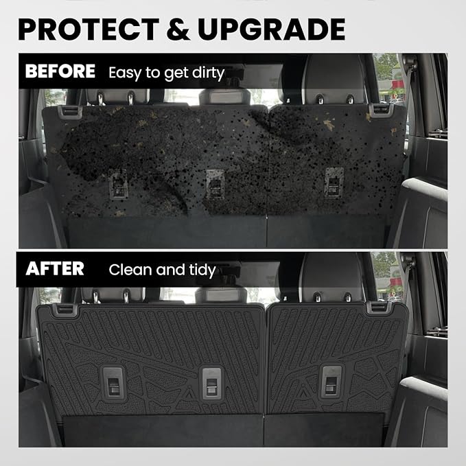 LASFIT Rear Back Seat Cover for Ford Bronco 4-Door 2021-2026 TPE Backrest Mats All Weather Protector Waterproof Split-Seat Design Liner Non-Slip Easy Clean, Bronco 4 Door Accessories
