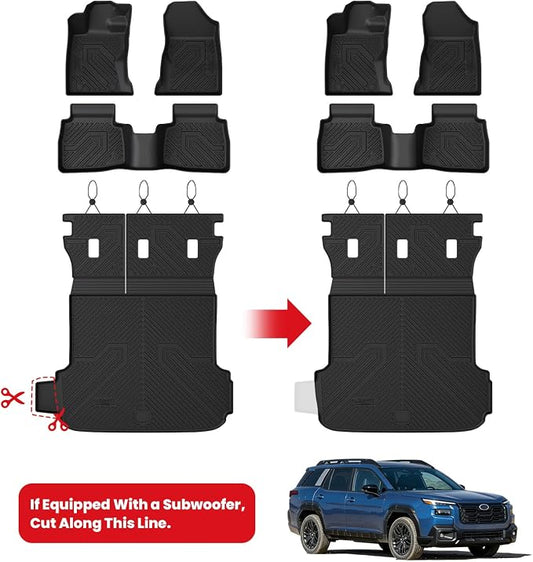 LASFIT Full Set Floor Mats for Subaru Outback 2026, All Weather TPE Custom Fit Floor Liners 1st & 2nd Row & Seat Back Mat & Cargo Mat for Outback 2026,Black
