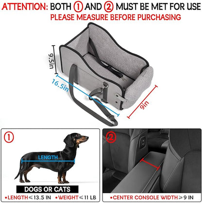 TKYZ Center Console Dog Car Seat,Pet Puppy Car Seat,Middle Console Dog Armrest Booster Seat for Small Dogs(Gray)