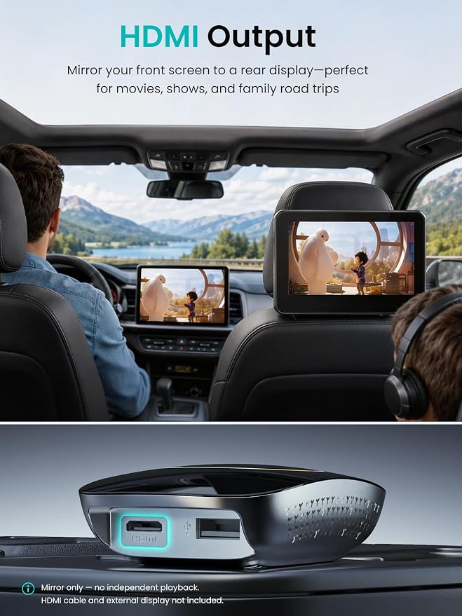 Wireless Carplay Adapter ATOTOOUT Magic AI Box - Wireless Android Auto Adapter, Support for YouTube, Netflix, TikTok, HDMI Output, Dual Wi-Fi AI-Powered, OTA, CB4DT-BK
