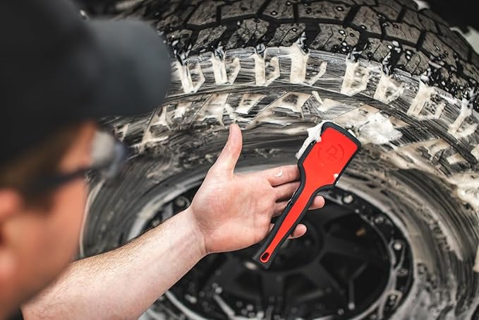 Detail Factory - ProGrip Tire Brush - Ergonomic ProGrip Handle, Stiff Synthetic Bristles, Ergonomic Design, Clean Your Tires with Ease - Octane Ectoplasm