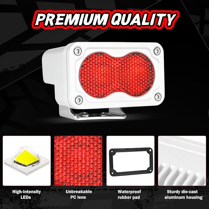 Red LED Pod Lights 3 Inch 2PCS Auxiliary Rear Fog Light Cube Off Road Backup Driving Light Bar Red Hunting Fishing Emergency Safety Signal Work Lights for Truck UTV Pickup Boat