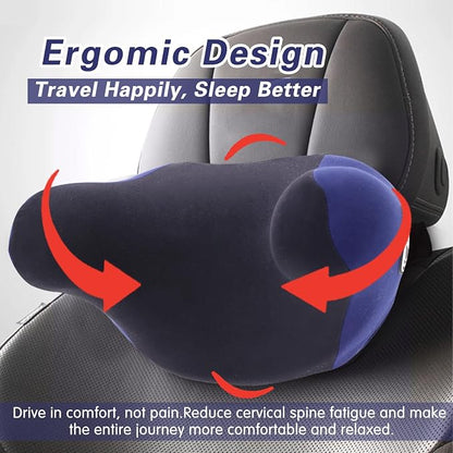 SPRFUFLY Exclusive U-Shaped Car Headrest Pillow, Car Pillow for Driving Seat, Space Memory Foam & Removable Cover, Extreme Comfort Travel Car Pillow(Blue, 1P)
