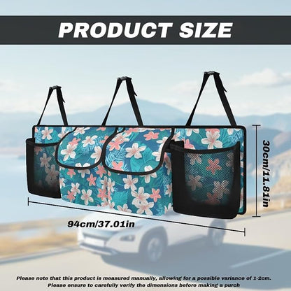 Tropical Flower Car Backseat Organizer Foldable Vehicle Interior Cargo Organizer Accessories Car Trunk Organizers with 4 Large Pockets Universal Fit for Cars SUV Sedans
