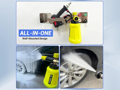 FIXFANS Pressure Washer Gun Holder, Power Washer Snow Foam Lance Holder Tool Organizer, Wall Mounted Nozzle Tips and Foam Cannon Kit Storage Rack of Car Wash Accessories, 1/4" Quick Connect