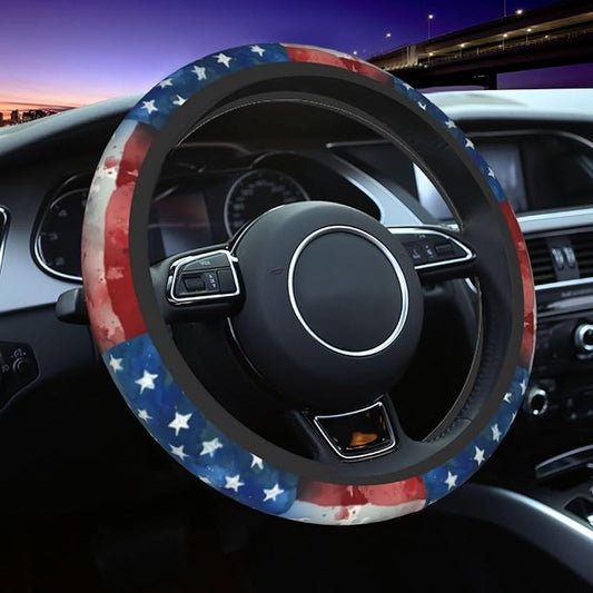 4th of July Flag Steering Wheel Covers Non Slip Neoprene Universal 15 Inch Steering Wheel Protector Car Cover for Men Women