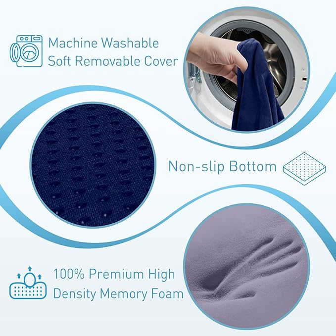 BlissTrends Extra Thick Seat Cushion for Office Chair & Car Seat, Blue | Tailbone & Sciatica Relief, Ergonomic Support, High-Density Memory Foam, Comfort for Extended Sitting