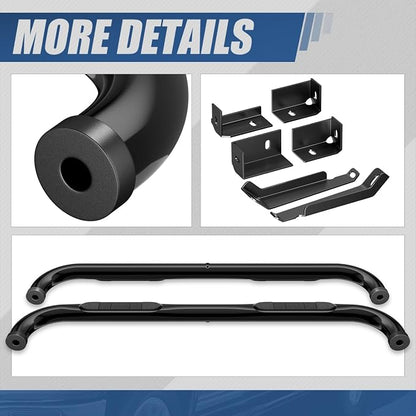 Auto Dynasty 3" Running Boards for 1999-2019 Chevy Silverado GMC Sierra 1500 2500HD 3500HD Extended Cab, Stainless Steel Nerf Bars, Black Powdercoated Non-Slip Side Steps