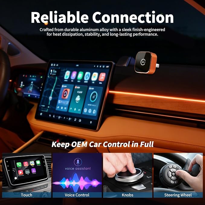 Carplay Wireless Adapter 2026 New, Bluetooth Apple Carplay Adapter Apple Car Play Wireless Carplay Adapter 2026 Mini USB Design with Fast Stable Connection 2-In-1 for Apple iOS 10+ Android 11+ Version