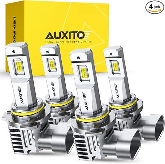 AUXITO 9005 9006 Light Bulb, 6500K Ultra White 10X Increased Brightness, Precision 1:1 Mini Design, Simple Plug Play Installation, Stable Illumination, 99% Vehicles Supported, Pack of 4