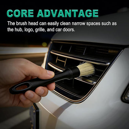 Car Detailing Cleaning Kit, 6PCS Auto Interior Cleaning Tools with Boars Hair Detail Brushes, Cleaning Gel, Double-Head Vent Brush for Car Truck SUV Interior Care