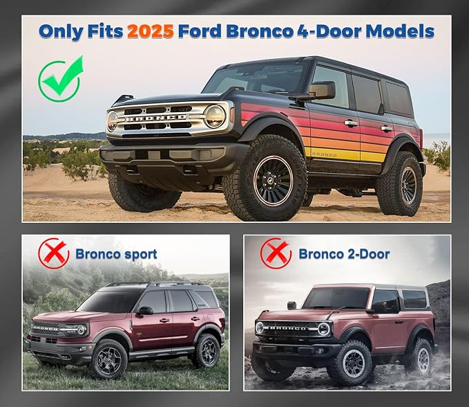 GZSH 2025 Upgrade Double-Layer Center Console Organizer fit for 2025 2026 Ford Bronco 4 Door Full Size |Not for Sport Model| Not for 2 Door Not for manual transmission