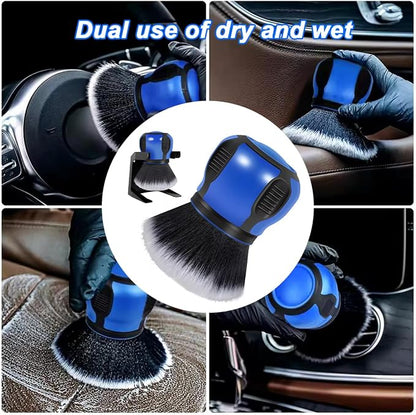 AUCELI Car Detailing Brush, Ultra Soft Auto Interior Dusting Brush with Storage Rack, Car XL Synthetic Brush Cleaning Tool, Universal Covers Large Area Inside or Outside Vehicles(Blue/Style A)