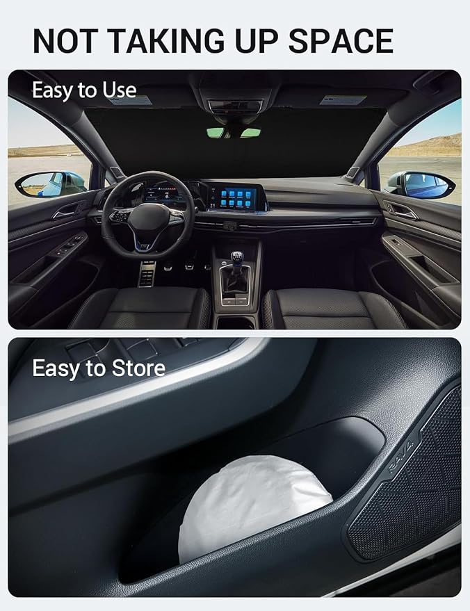 Proadsy Windshield Sun Shade for Volkswagen VW Golf Mk8 2022-2025 2026 4-Layer Foldable Front Sunshade Protector Sun Visor Blocks UV Rays Keep Car Cooler