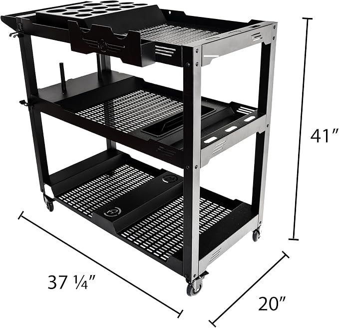 Adam's Polishes Professional Detail Cart Powder Coated Metal Car Detailing Cart for Garage | Storage Space, Rolling Premium Locking Casters, Polisher Holders, Heavy Duty Workshop, Detailers Garage