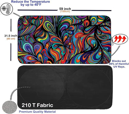 Gven Windshield Sun Shade for Car Front Window Cover Sunshades Visor Automotive Sun Shield for Compact Sedan, SUV, Midsize Sedan, Small Pickup Blocks UV Rays Keep Your Vehicle Cool (Abstract, S)