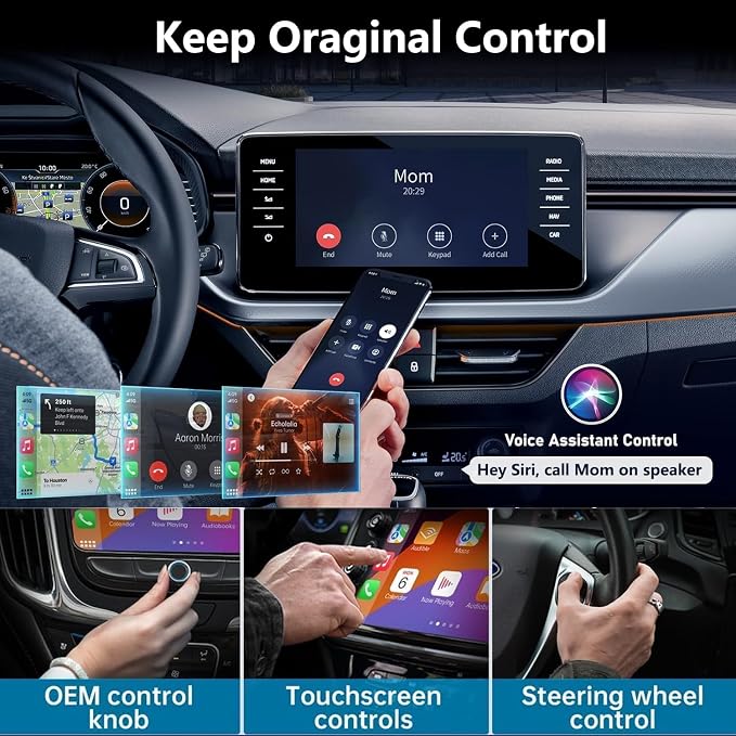 Wireless CarPlay & Android Auto Car Adapter 2 in 1 for Wired Cars - Faster Connection, Plug & Play - Fit for Apple iPhone iOS 10+ Android