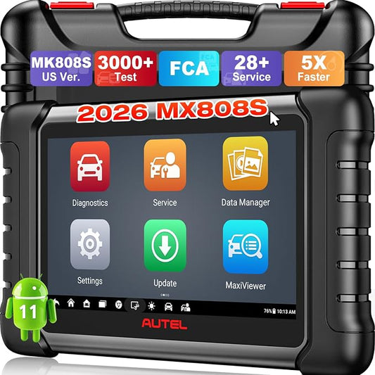 Autel MaxiCheck MX808S OBD2 Diagnostic Scan Tool, 2026 Bidirectional Scanner 3000+ Active Test 11OS as MK900 MK900BT MX900, US Ver. of MaxiCOM MK808S MK808Z, 28+ Service, OE All Systems Scan, FCA