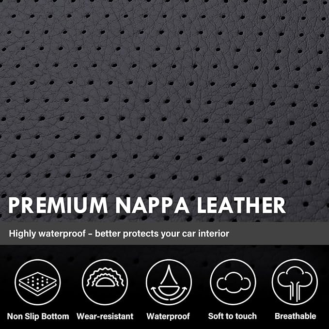 Coverado Full Set Seat Covers Faux Leather(Black) Easy Install,Waterproof, Custom Fit Chevy Silverado/GMC Sierra (2007-2013/2019-2025 1500; 2020-2025 2500HD/3500HD) Crew/Double/Extended Cab