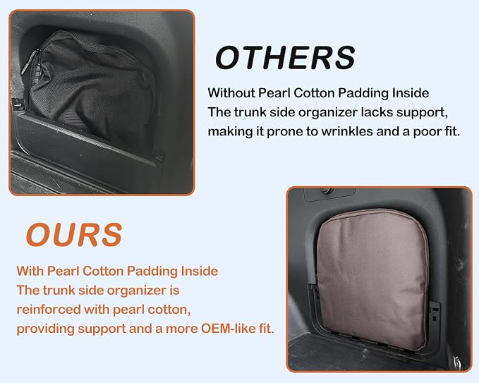 For 2019-2025 Toyota RAV4&RAV4 Hybrid 600D Wear-Resistant Oxford Fabric Trunk Organizer Pocket Bag, Trunk Cubby Storage Bag, Cargo Side Pocket, 5th Gen RAV4 Trunk Upgrade Accessories - Black-Brown